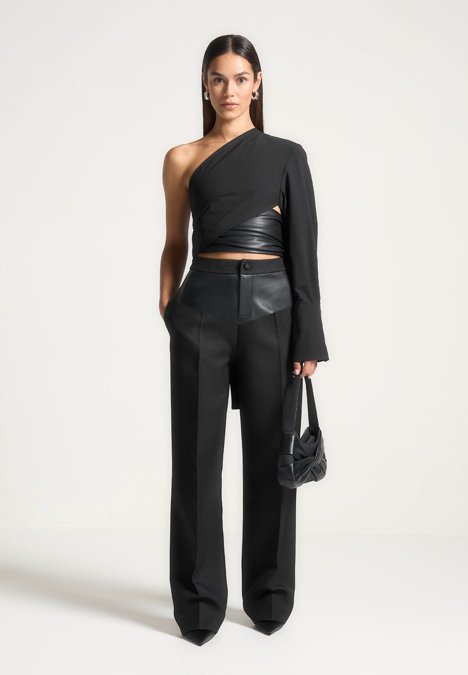 blanche-leather-panel-tailored-trousers-black