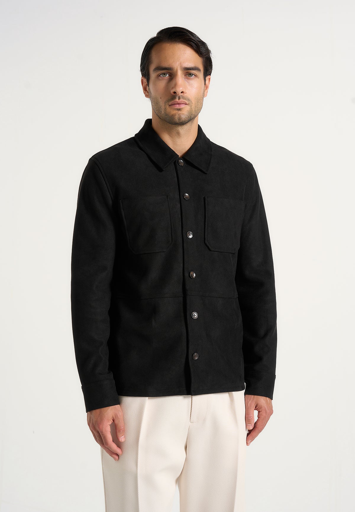 Thomas - Suede Long Sleeve Shirt - Black
