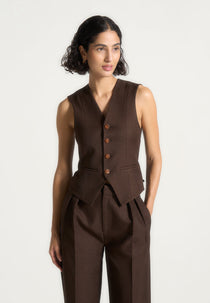 Christine - Tailored Cinch Waistcoat - Brown
