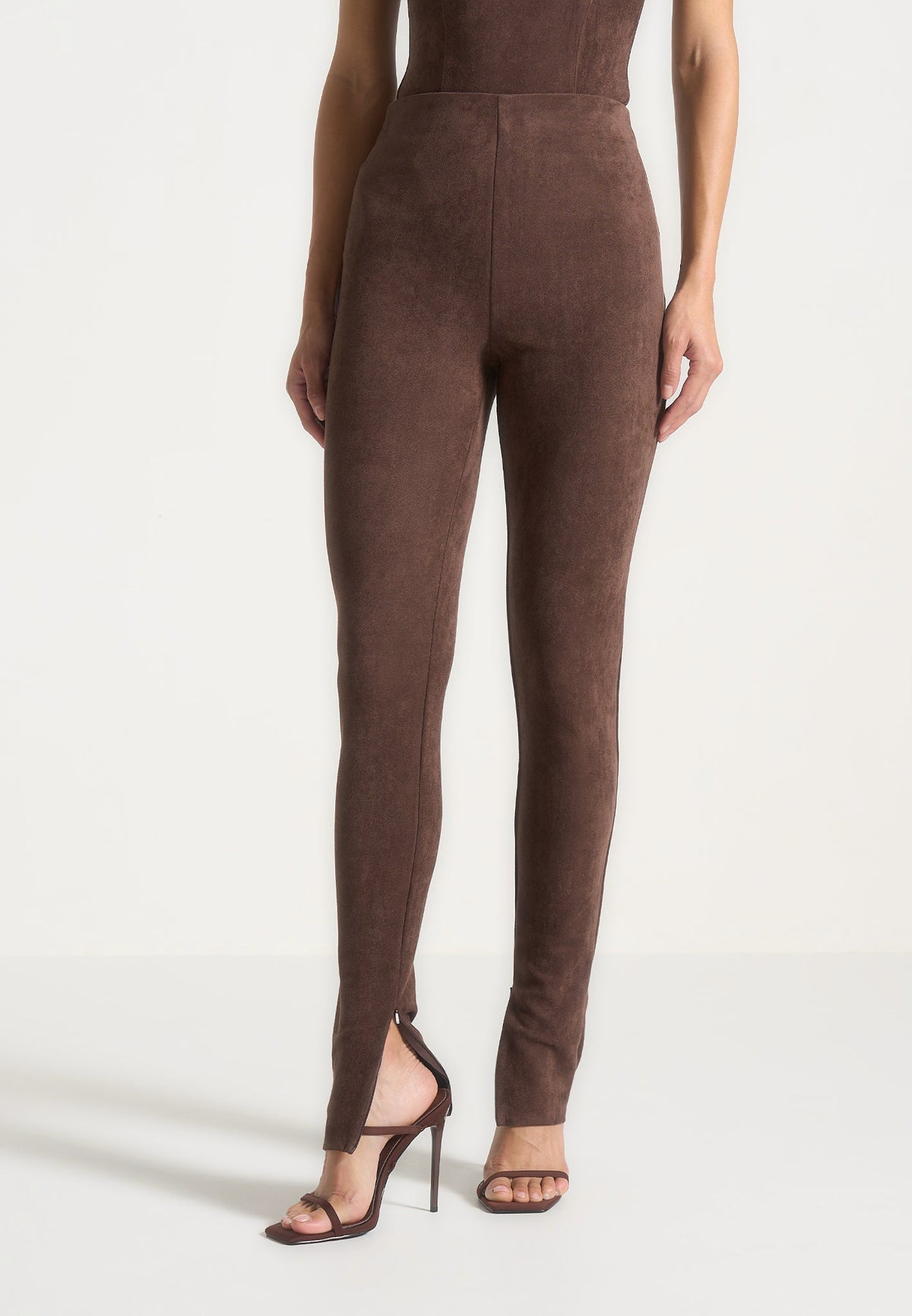 Azelie - Suede Leggings - Brown