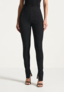 Azelie - Suede Leggings - Black