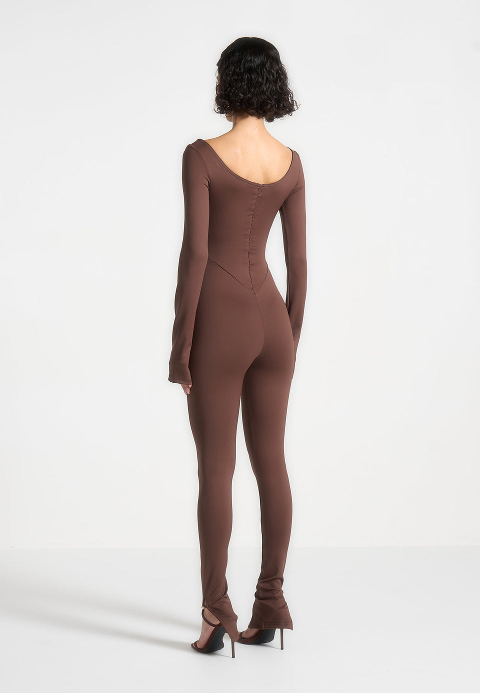 twisted-bust-off-shoulder-jumpsuit-brown