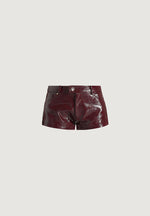samia-cracked-patent-mini-shorts-red
