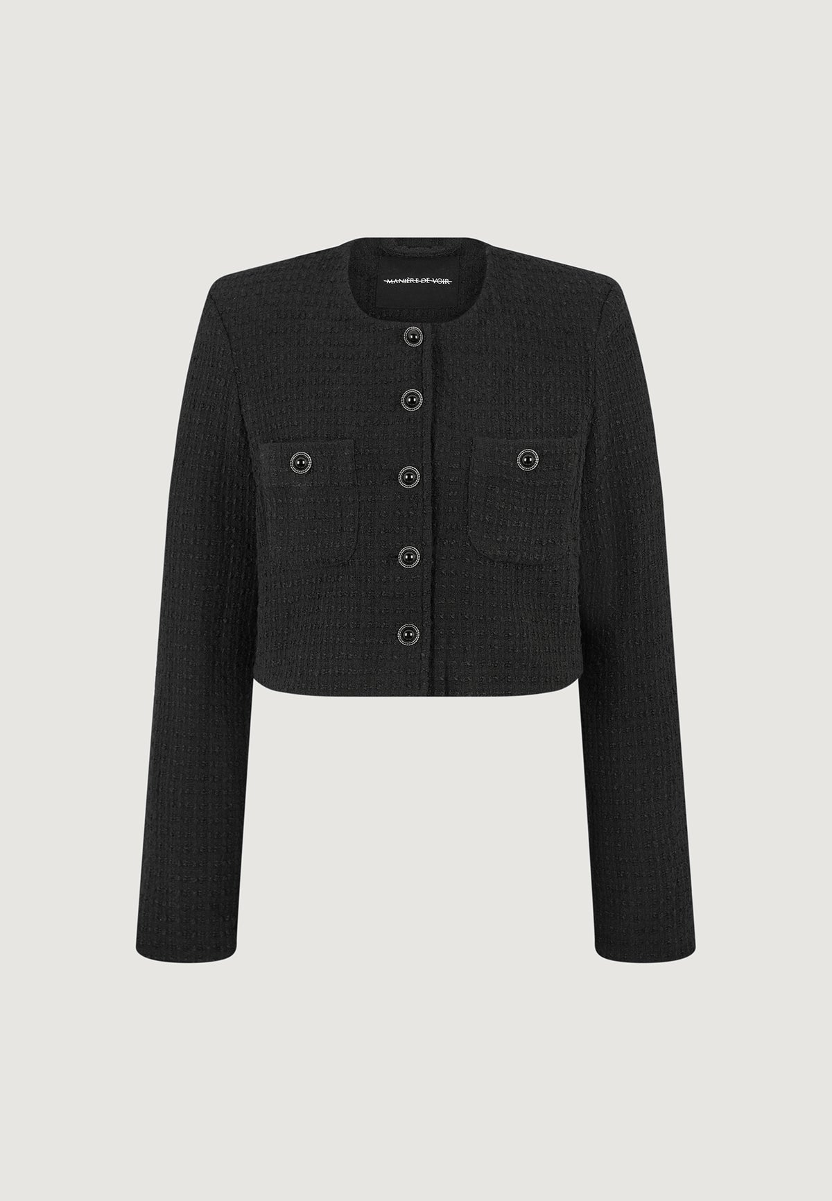 celine-cropped-tweed-jacket-with-pearls-black