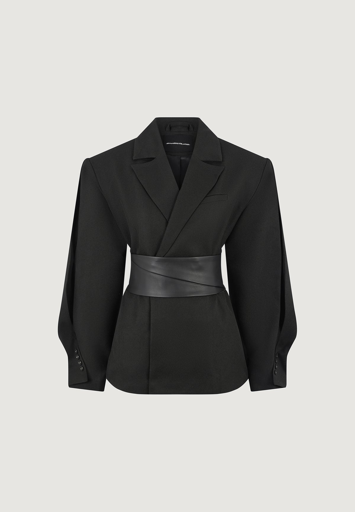 marie-twist-sleeve-blazer-with-belt-black