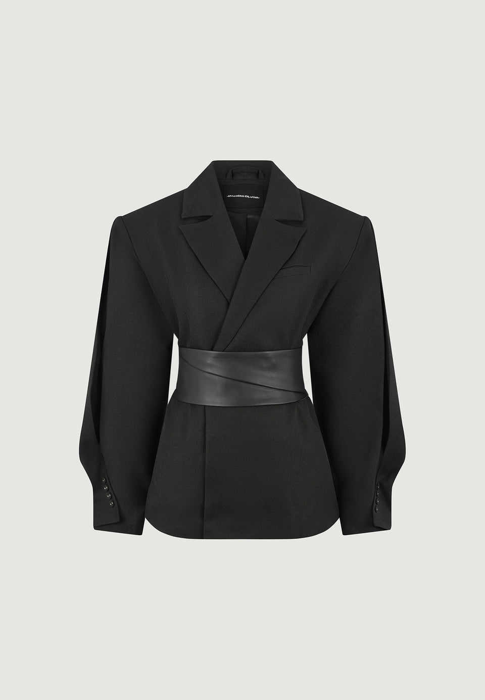 marie-twist-sleeve-blazer-with-belt-black