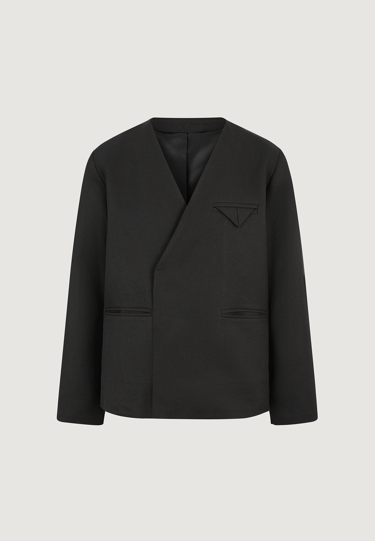 colin-collarless-double-breasted-minimal-blazer-black