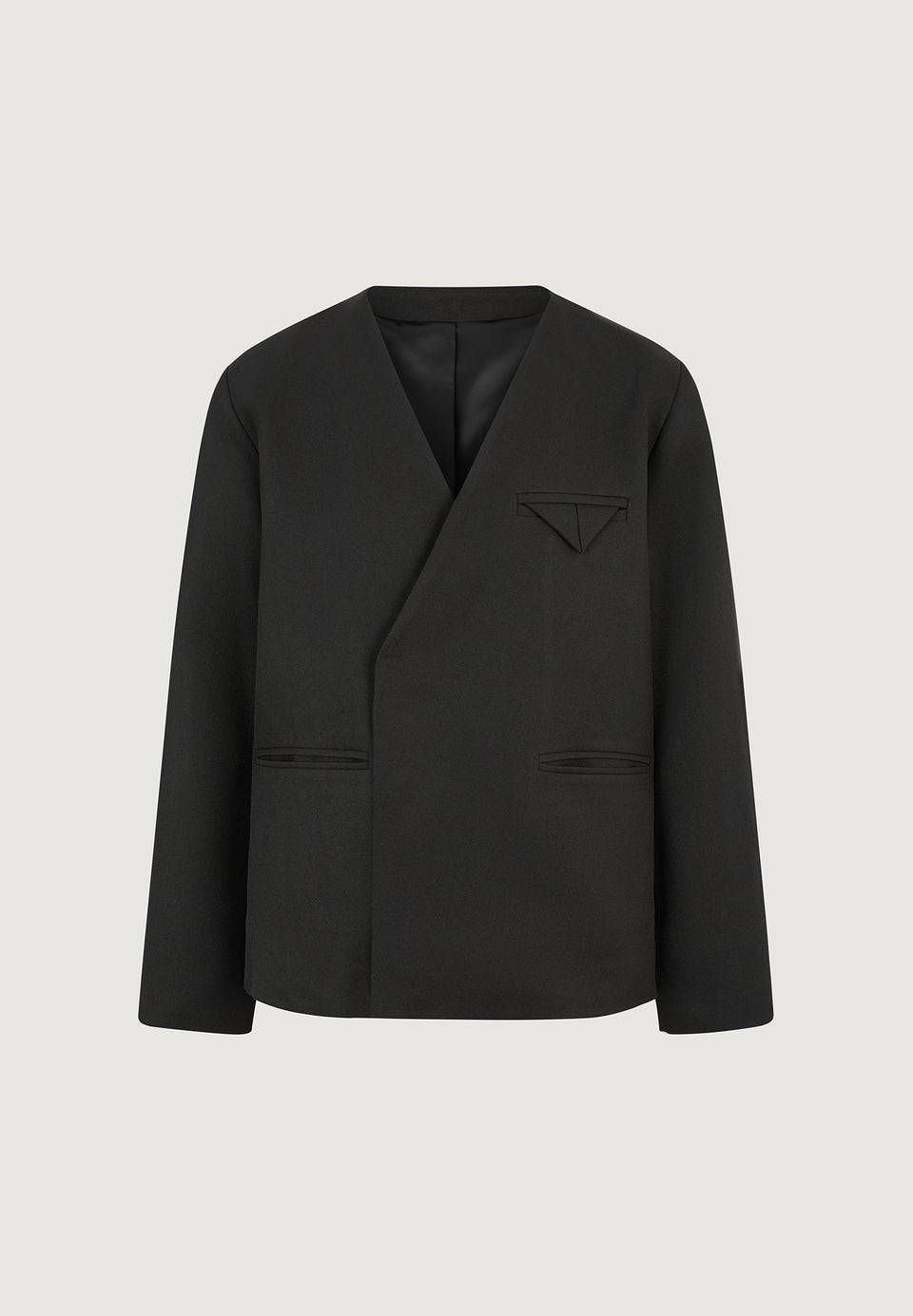 colin-collarless-double-breasted-minimal-blazer-black