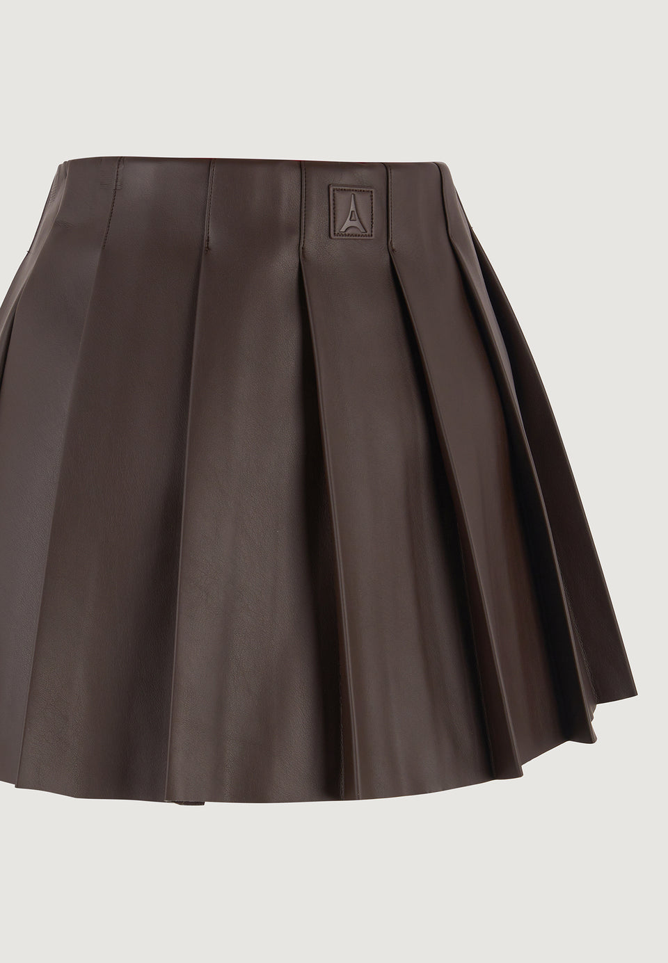 juliette-leather-pleated-skort-brown