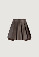 juliette-leather-pleated-skort-brown
