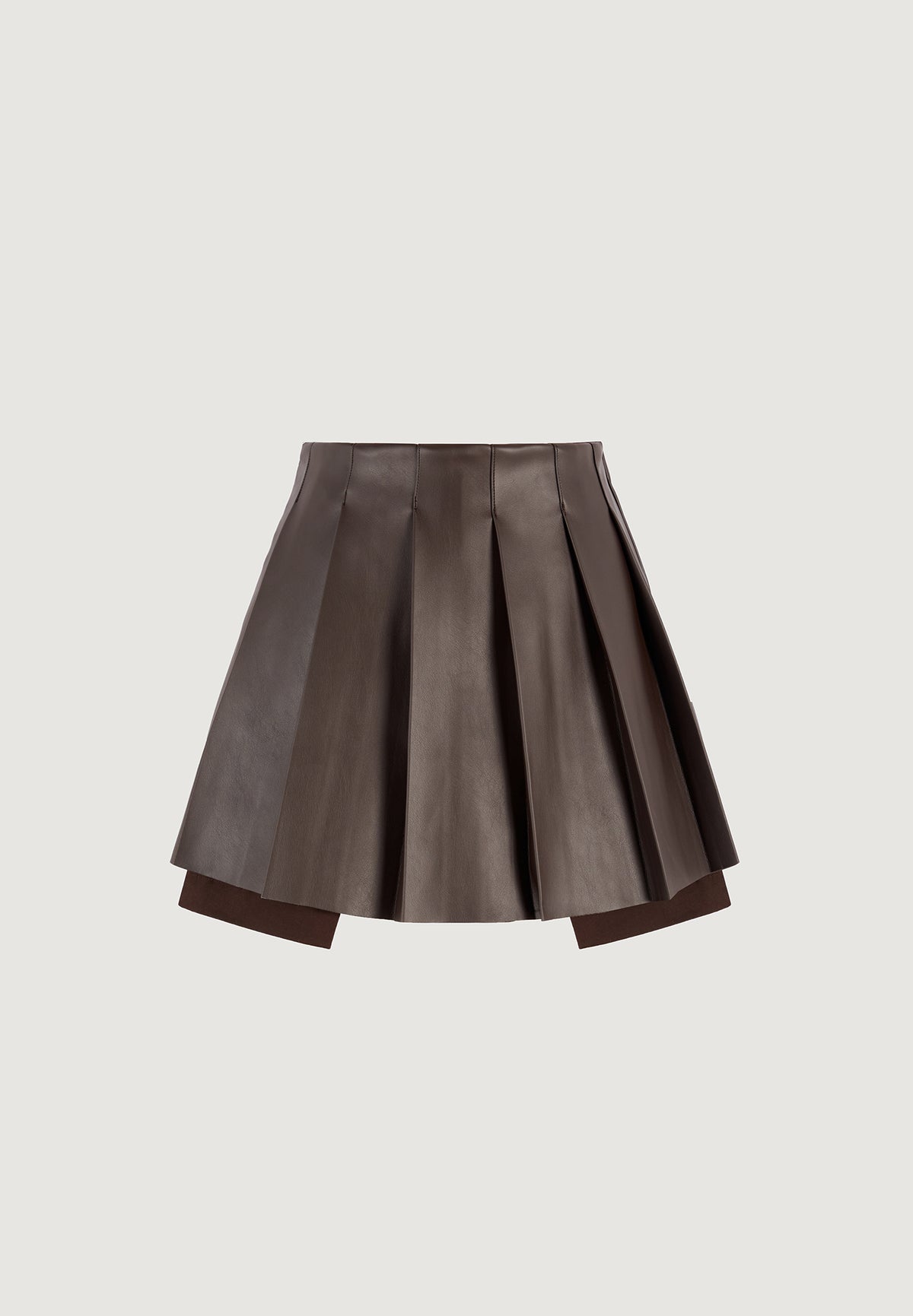 juliette-leather-pleated-skort-brown