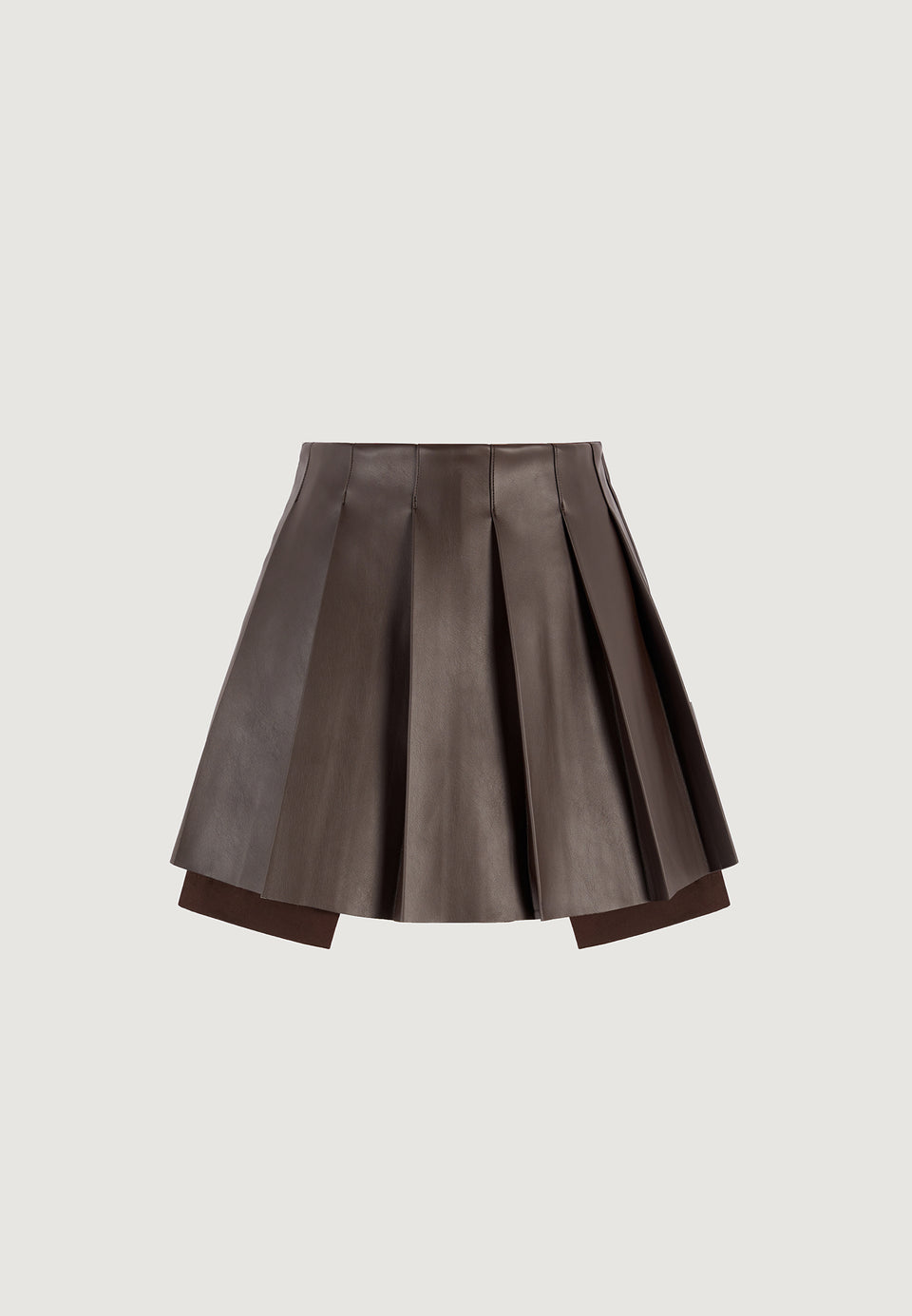 juliette-leather-pleated-skort-brown