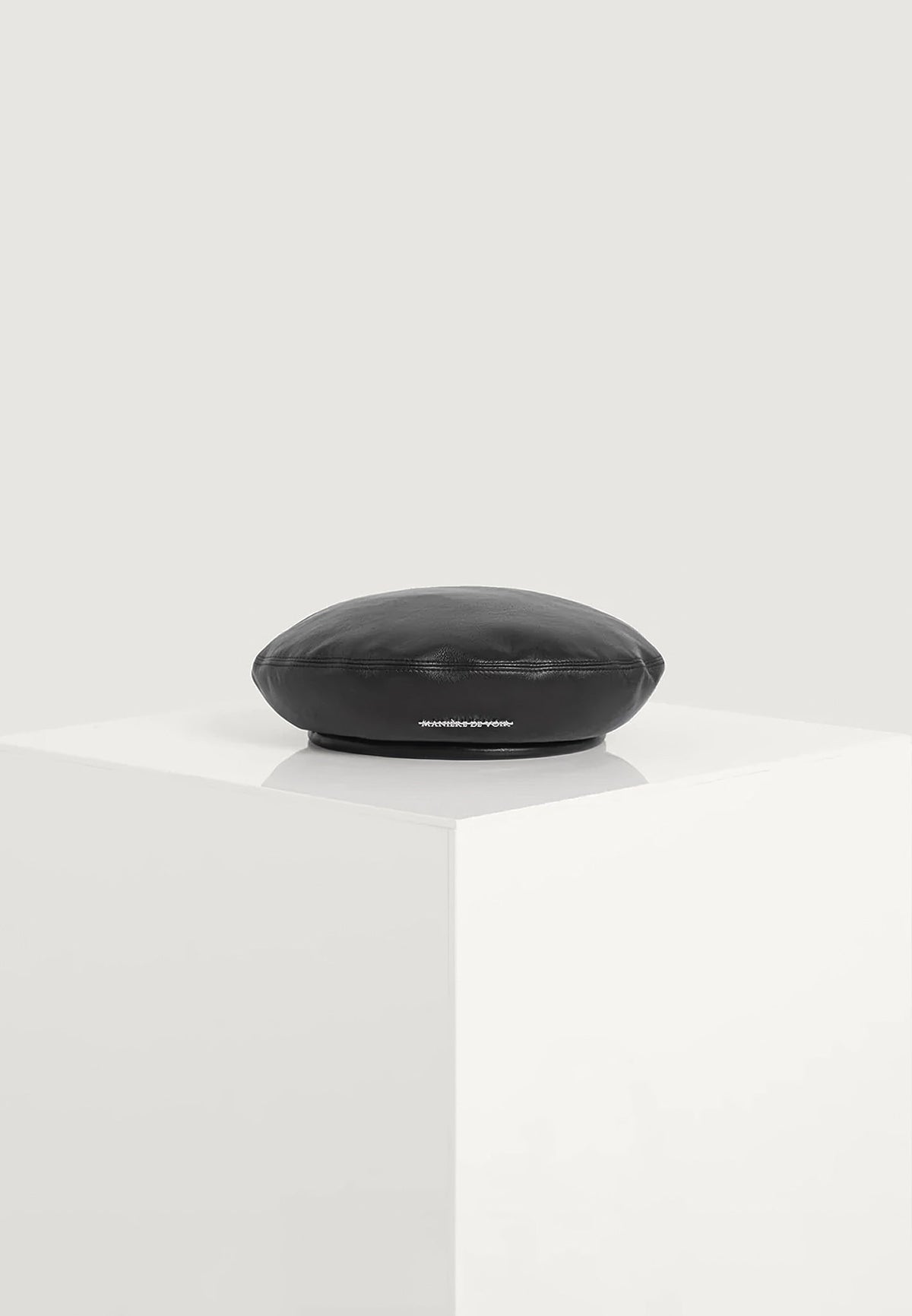 Anya - Leather Beret - Black