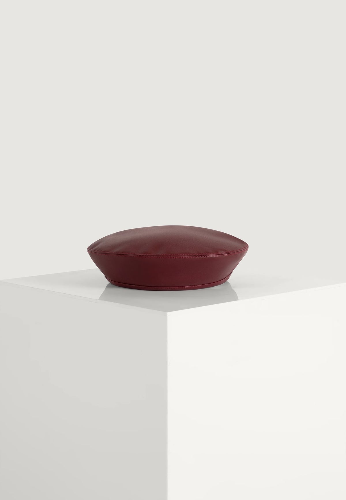 Anya - Leather Beret - Wine Red