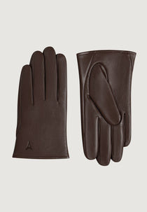 Azel - Leather Short Gloves - Brown