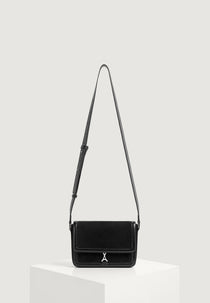 AC003 - Suede & Leather Crossbody Bag - Black