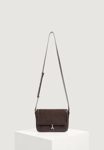 AC003 - Suede & Leather Crossbody Bag - Brown