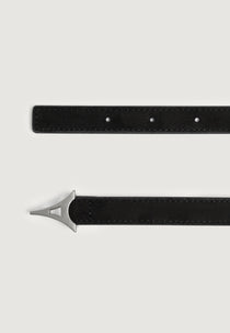 Leonie - Eiffel Slim Suede Belt - Black/Silver