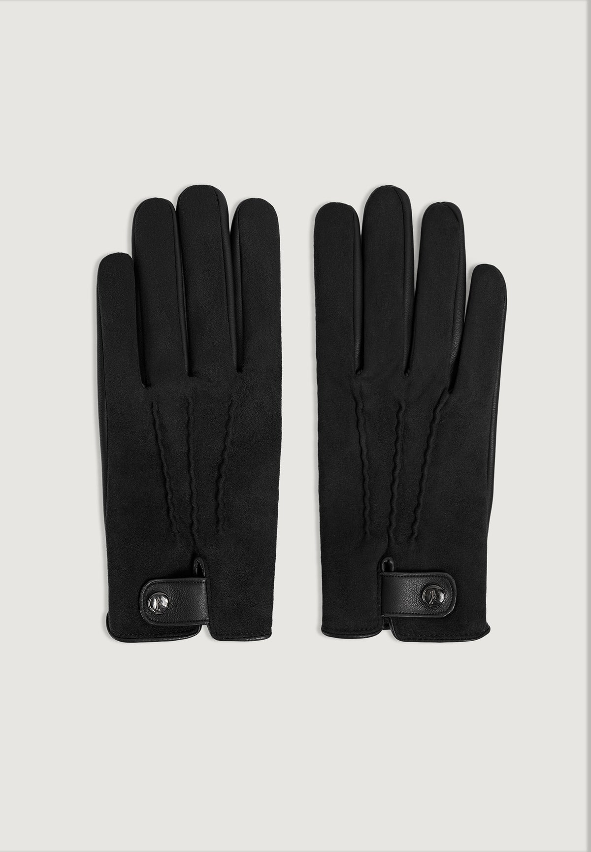 Mario - Suede & Leather Gloves - Black