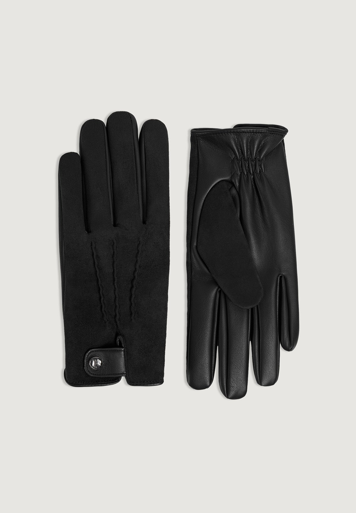Mario - Suede & Leather Gloves - Black