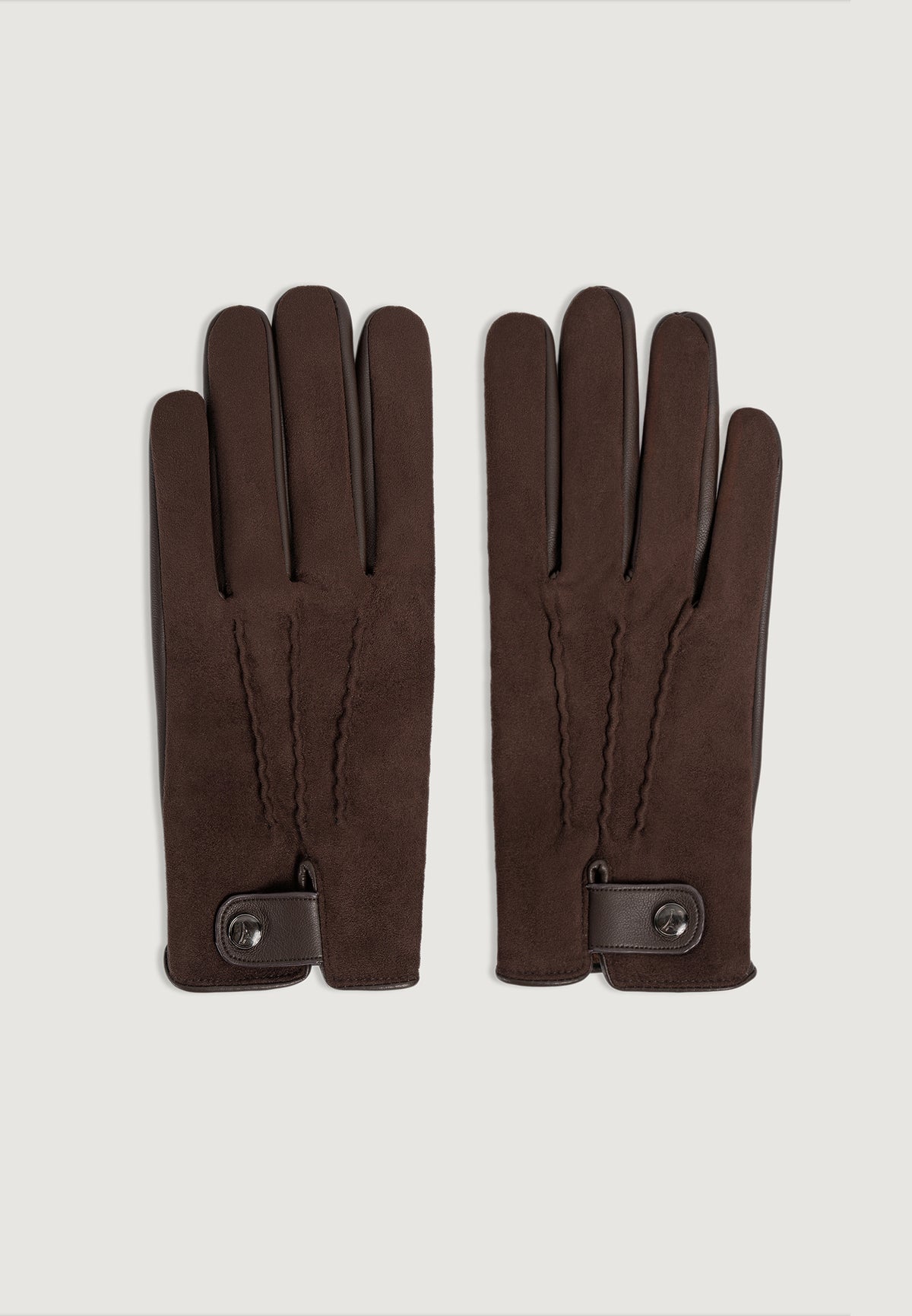 Mario - Suede & Leather Gloves - Brown