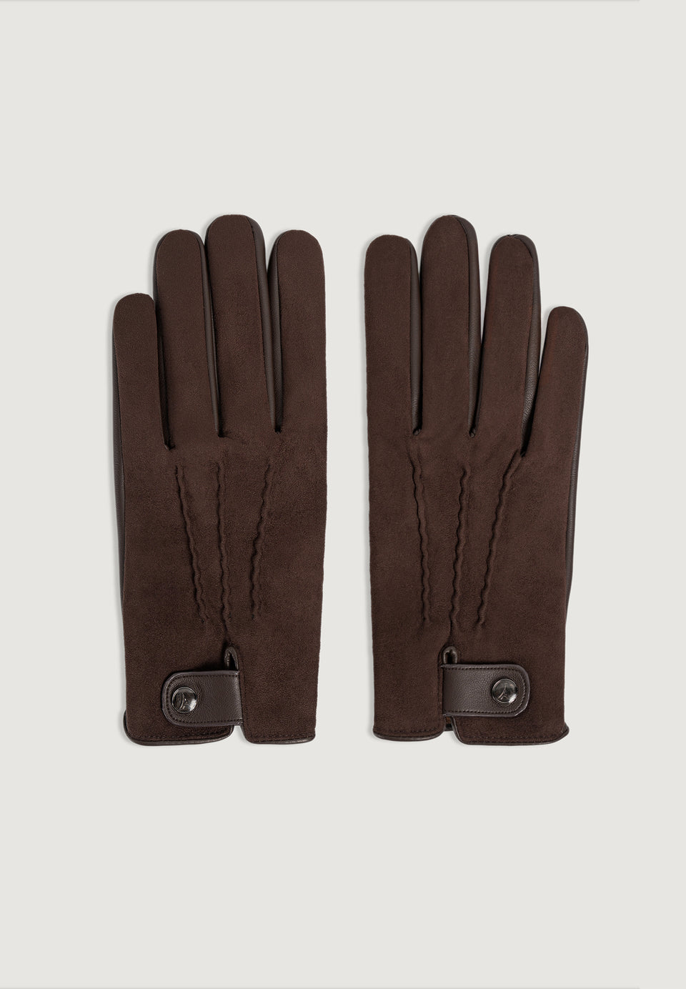 Mario - Suede & Leather Gloves - Brown