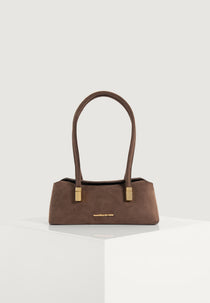 Annelise - Suede Baguette Bag - Brown