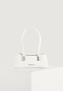 Annelise - Pebbled Leather Baguette Bag - White