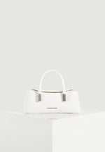 Annelise - Pebbled Leather Baguette Bag - White