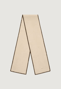 Aube - Blanket Stitch Wool Scarf - Taupe