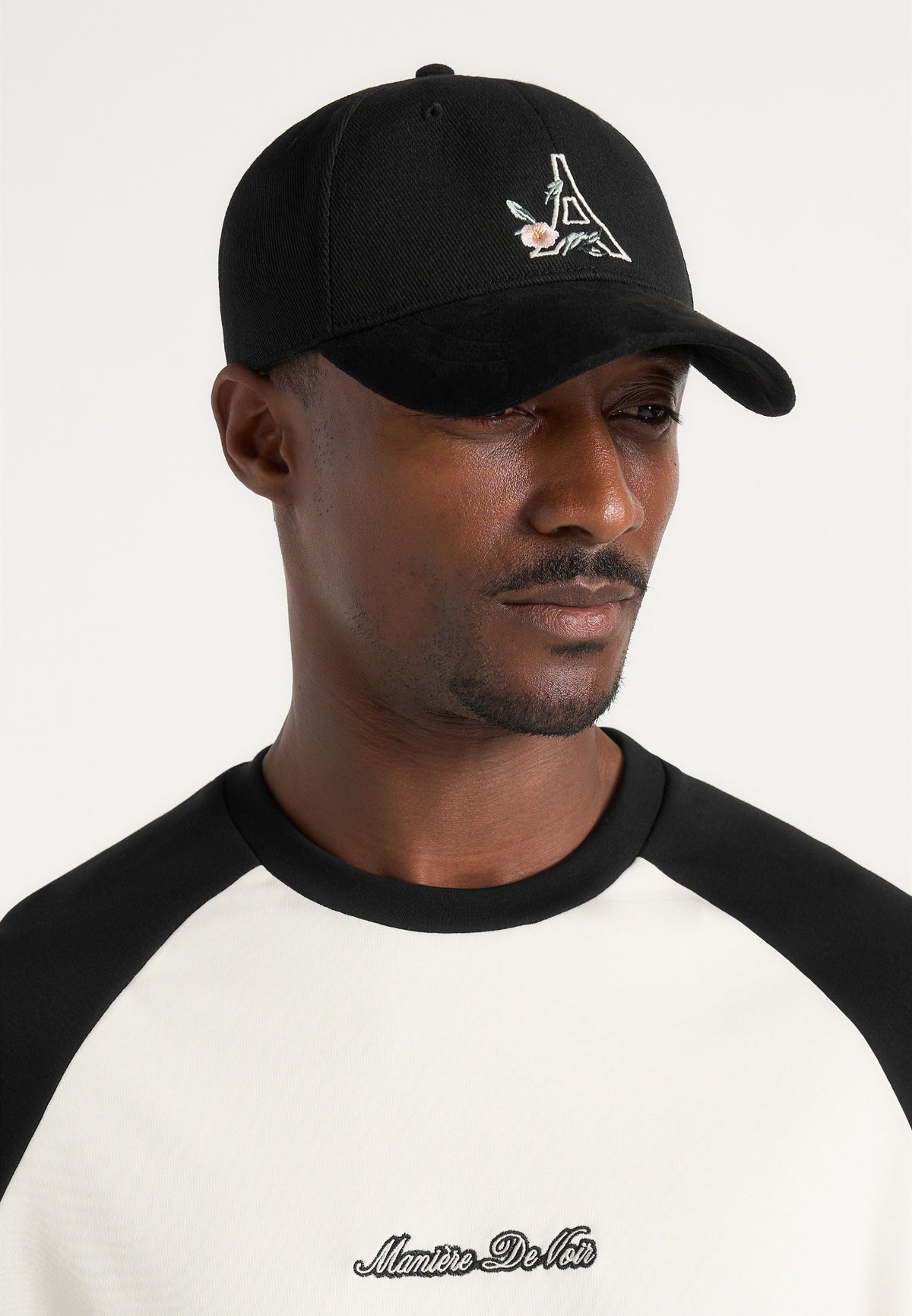 Tuileries - Floral Eiffel Suede Contrast Cap - Black