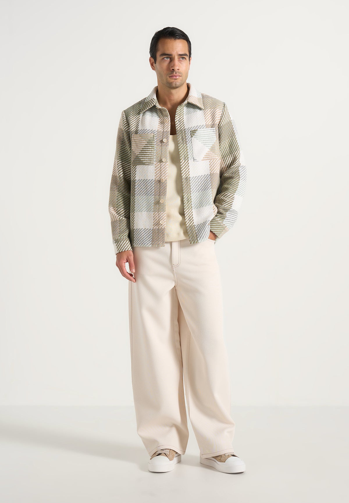 Rune - Unisex Check Overshirt - Sage