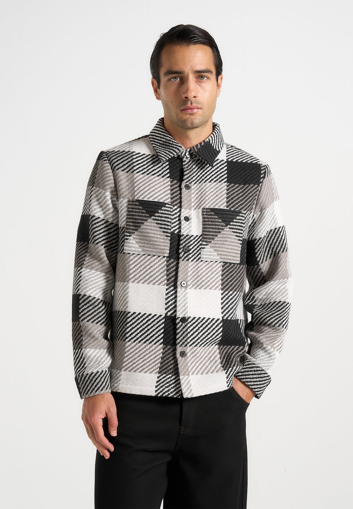 Rune - Unisex Check Overshirt - Black