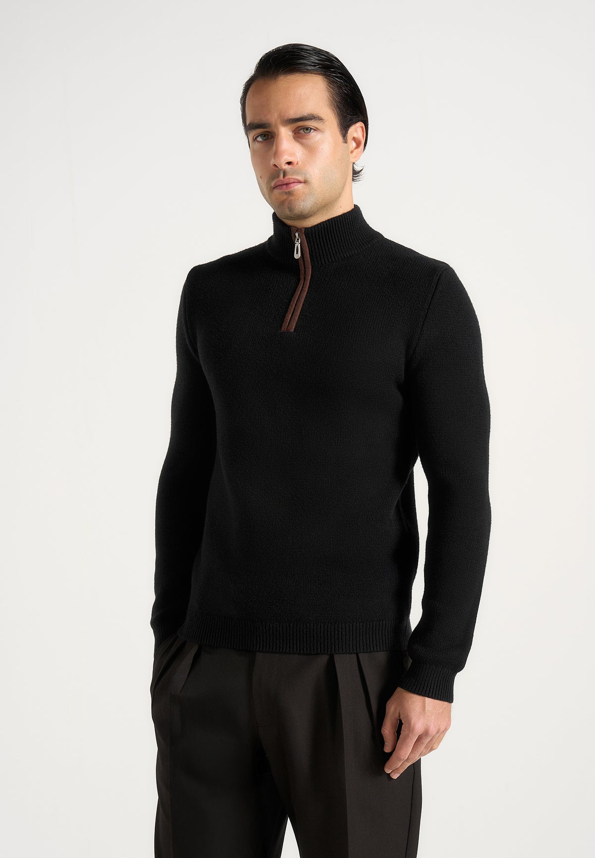 Torin - Quarter Zip Knit Sweater - Black