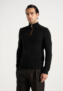 Torin - Quarter Zip Knit Sweater - Black