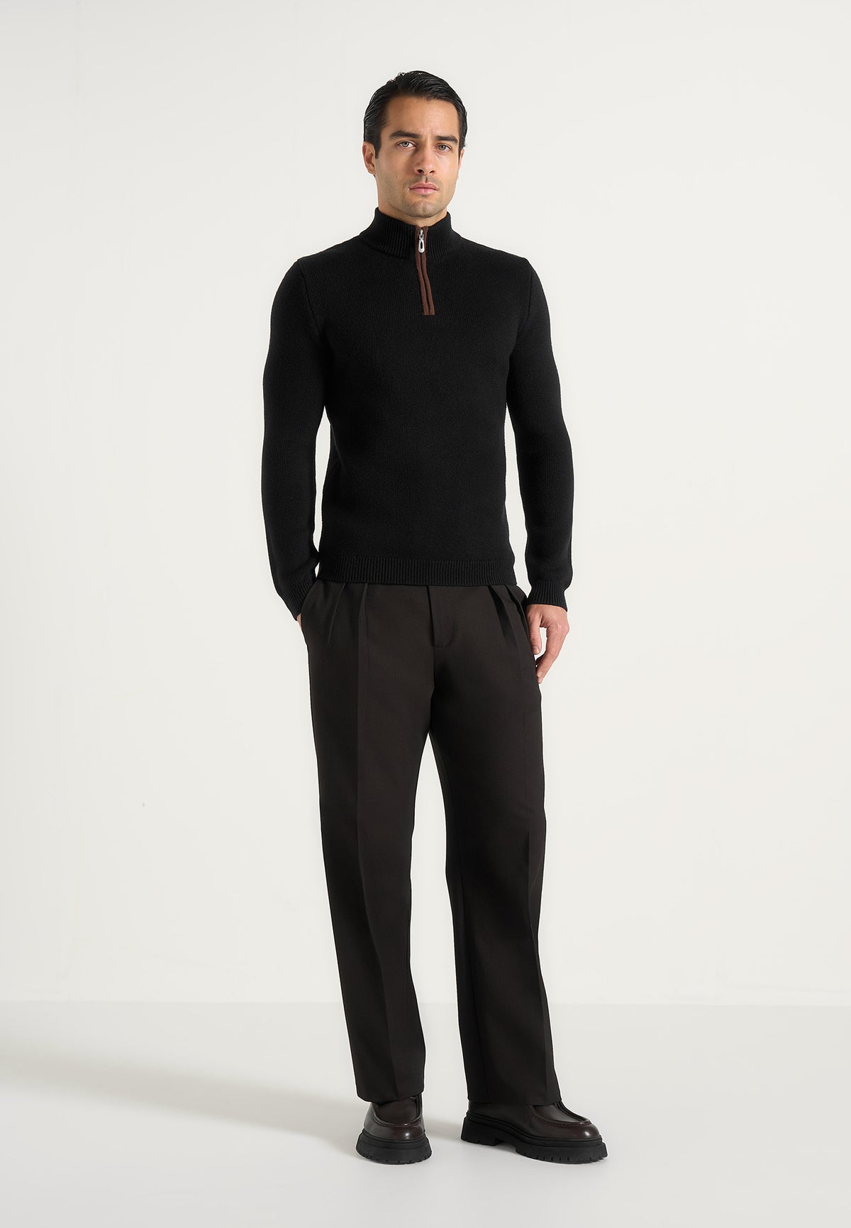 Torin - Quarter Zip Knit Sweater - Black