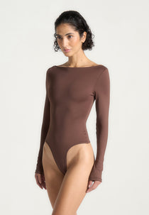 BS003 - Boat Neck Bodysuit - Brown
