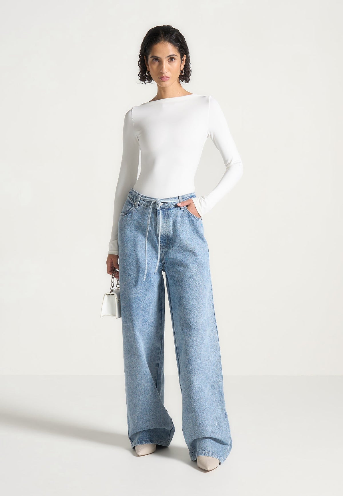 BS003 - Boat Neck Bodysuit - White