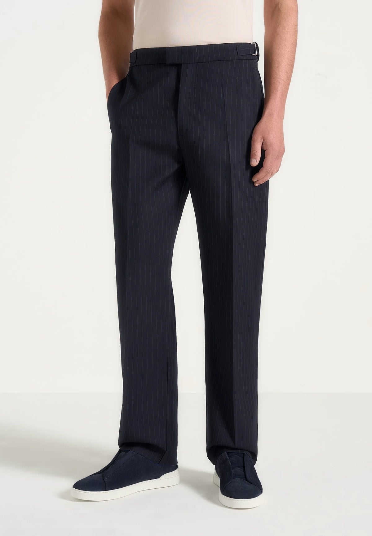 Joseph - Regular Fit Pinstripe Dress Pants - Navy