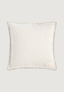Boucle & Whipstitch Reversible Cushion - Brown/Cream