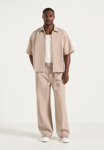 Aven - Boxy Shirt with Crease - Beige