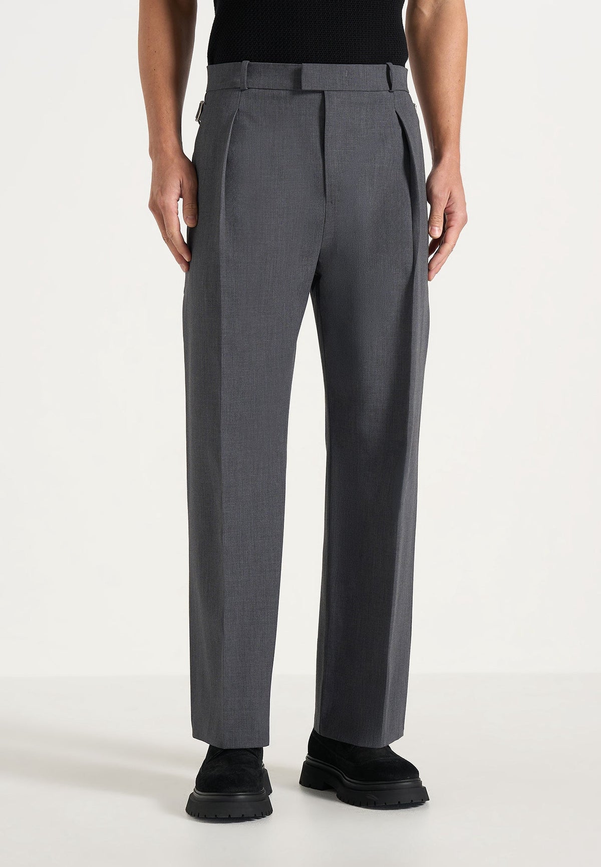 Dorian - Pleated Tailored Wool-Blend Pants - Grey