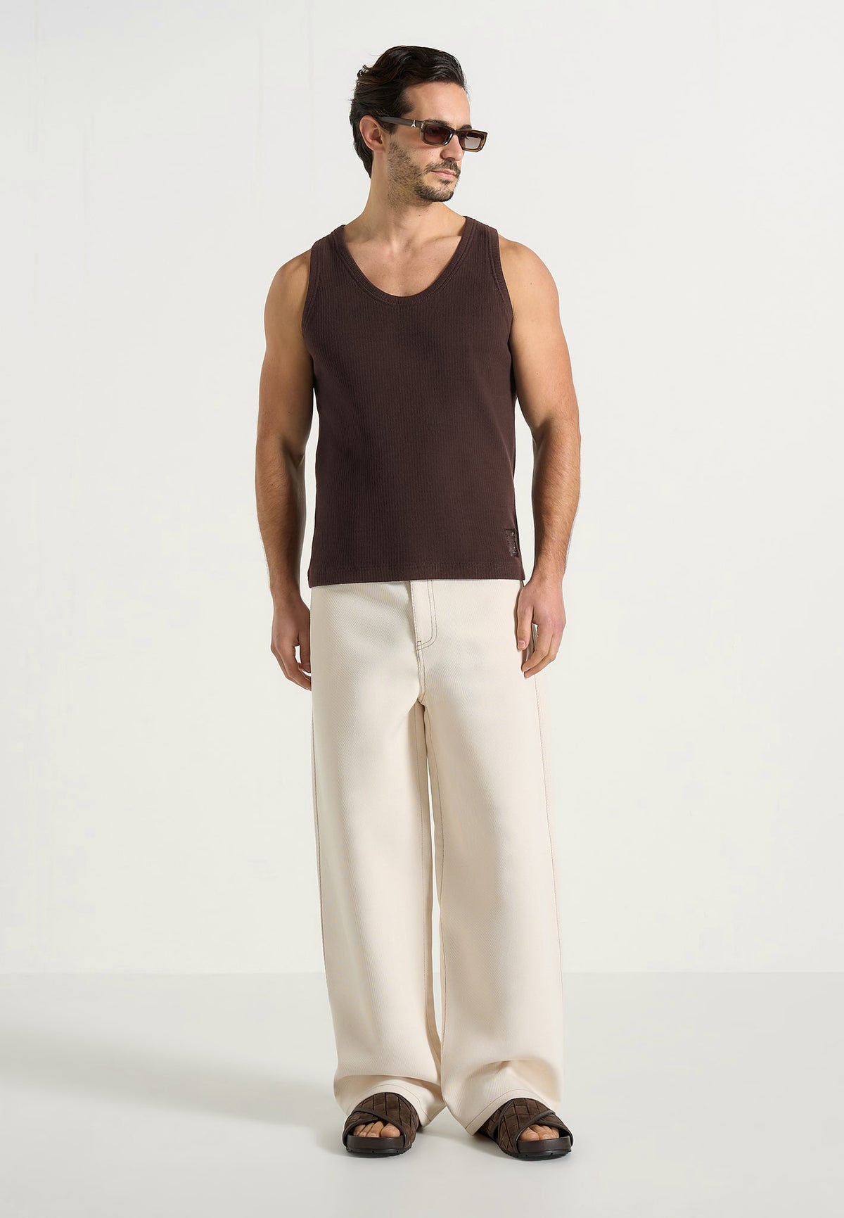 VS001 - Ribbed Cotton Tank Top - Dark Brown
