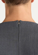 Leon - Boxy Cropped Hatched Wool-Blend T-Shirt - Grey