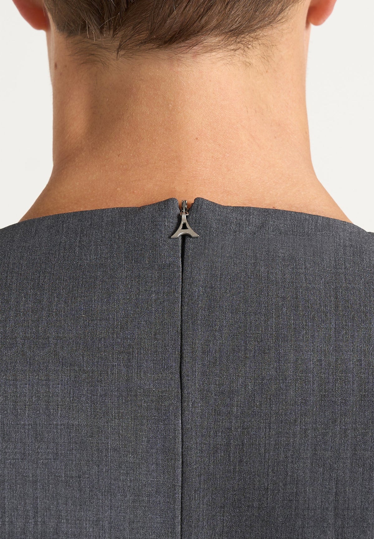 Leon - Boxy Cropped Hatched Wool-Blend T-Shirt - Grey