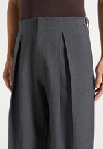Lior - Box Pleat Wide Leg Wool-Blend Pants - Grey