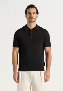 PL001 - Luxe Knitted Polo Shirt - Black