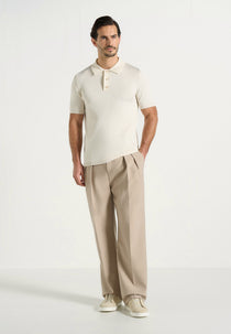 PL001 - Luxe Knitted Polo Top - Cream