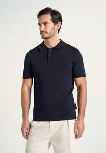PL001 - Luxe Knitted Polo Top - Navy