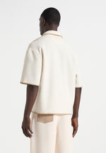 Lenny - Boxy Polo Shirt With Whipstitch Detail - Cream